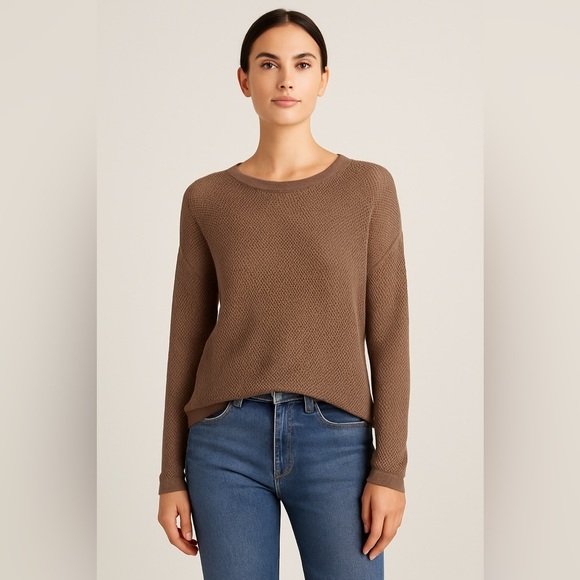Vince Women’s XS Open Weave Knit Sweater Brown Taupe Lightweight Rayon Nylon - Picture 1 of 6